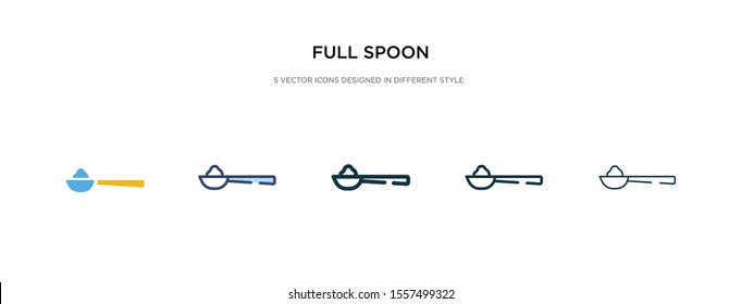 full spoon icon in different style vector illustration. two colored and black full spoon vector icons designed in filled, outline, line and stroke style can be used for web, mobile, ui