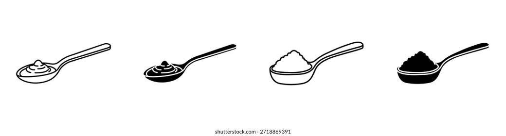 ícone de colher cheia em linear e clipart estilo pack no fundo branco.