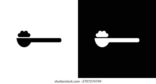 ícone de colher cheia no conjunto de silhueta sólida. Ilustração de vetor.