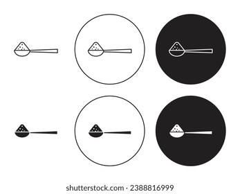 Full spoon line icon set. Teaspoon front view symbol in black color.