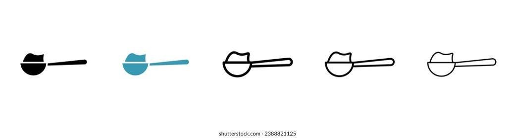 Full spoon vector icon set. Teaspoon front view symbol for UI designs.