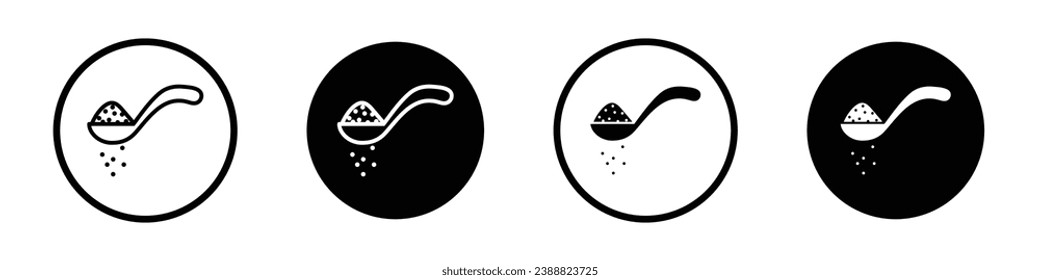 Full spoon vector set. Teaspoon front view symbol for UI designs.