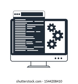 Full Stack Developer And Computer Software Coding Vector Concept. 