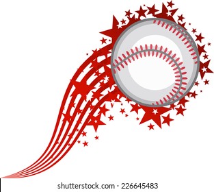 Full Star Flying Baseball Ball vector illustration.