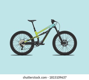 Full Suspension Mountain Bike All Mountain Downhill Type.