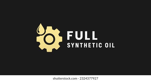 Full Synthetic oil label or Full Synthetic oil sign vector isolated in flat style. Full Synthetic oil label for product packaging design element. Full Synthetic oil sign for packaging design element.