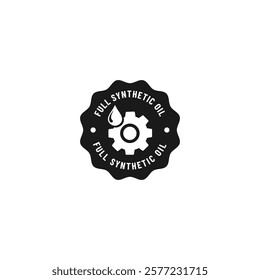 Full Synthetic oil stamp vector isolated. Full Synthetic oil icon for apps, websites, product packaging design element and more.