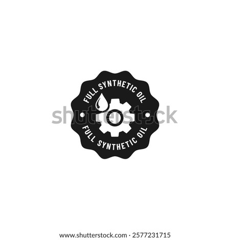 Full Synthetic oil stamp vector isolated. Full Synthetic oil icon for apps, websites, product packaging design element and more.