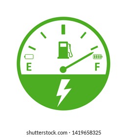 Full tank, clock face fuel measurements, dashboard scale, car control sensor – vector