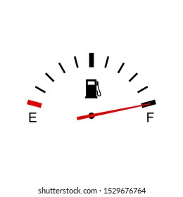 Volltank, Messung des Gesichtsbrennstoffes der Uhr, Armaturenbrett-Skala, Autokontrollsensor - Vektorgrafik für Stock