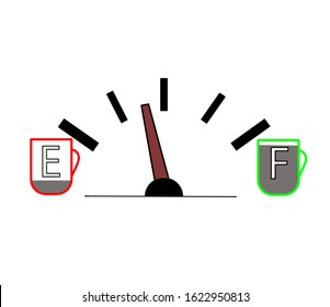 full tank. from an empty coffee mug to a full one. full charge for a day. vector illustration.