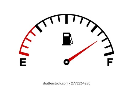 Full tank scale, gas meter, clock face fuel measurements, fuel gauge indicator, dashboard scale icon, car control sensor sign, gasoline indicator