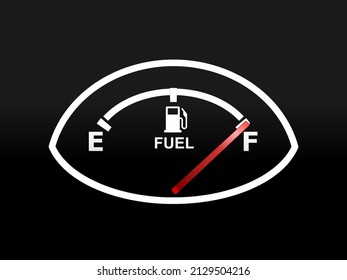 Full Tank Sign. Fuel Gauge. Car Petrol Meter F. Gas Filled Vehicle Indicator. Vector Illustration.