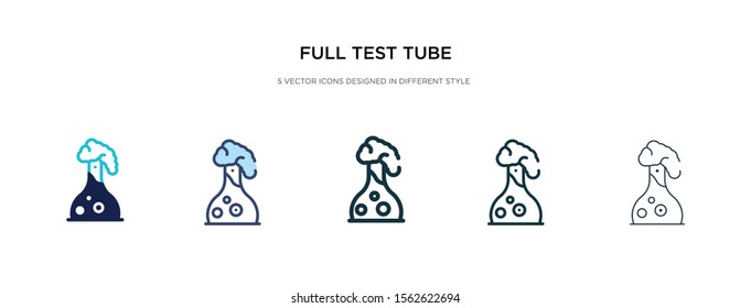 full test tube icon in different style vector illustration. two colored and black full test tube vector icons designed in filled, outline, line and stroke style can be used for web, mobile, ui