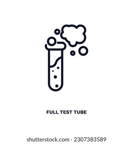 full test tube icon. Thin line full test tube icon from education and science collection. Outline vector isolated on white background. Editable full test tube symbol can be used web and mobile