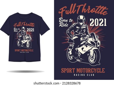 Volldrossel geboren Motorrad-Rennsport-Club Silhouette t Shirt Design