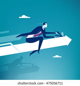 Full throttle. Manager driving arrow sign like the motorcycle. Business concept illustration.