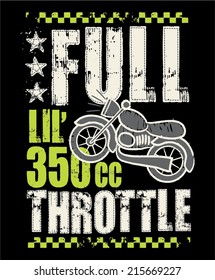 Full Throttle Vintage Motorcycle Boys TShirt Graphic