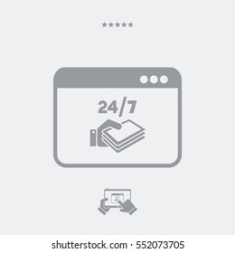 Full time 24/7 payment online - Vector flat icon
