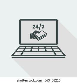 Full time 24/7 payment service - Vector flat icon