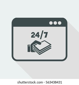 Full time 24/7 payment service - Vector flat icon