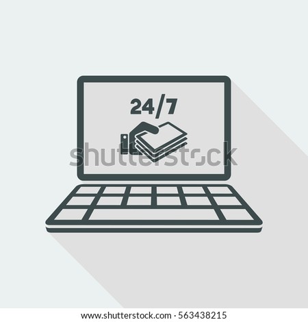 Full time 24/7 payment service - Vector flat icon