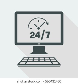 Full time 24/7 web services - Vector flat icon