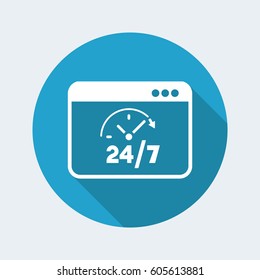Full time 24/7 web services - Vector flat icon