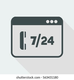 Full time 7/24 call center application - Vector flat icon