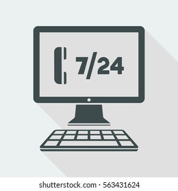 Full time 7/24 call center application - Vector flat icon