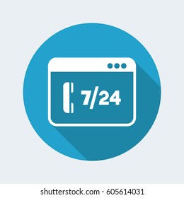 Full time 7/24 call center application - Vector flat icon