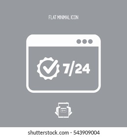Full time 7/24 computer service - Vector flat icon