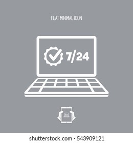 Full time 7/24 computer service - Vector flat icon
