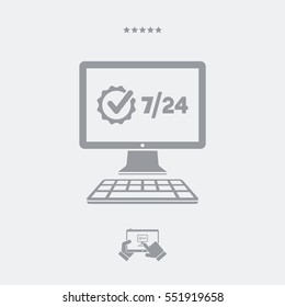 Full time 7/24 computer service - Vector flat icon