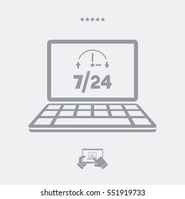 Full time 7/24 computer service - Vector flat icon