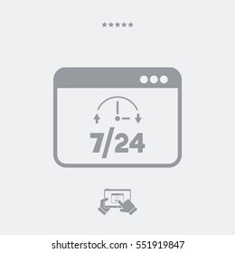 Full time 7/24 computer service - Vector flat icon