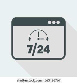 Full time 7/24 computer service - Vector flat icon