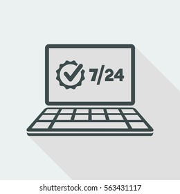 Full time 7/24 computer service - Vector flat icon