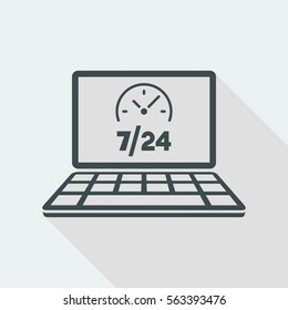 Full time 7/24 web services - Vector flat icon