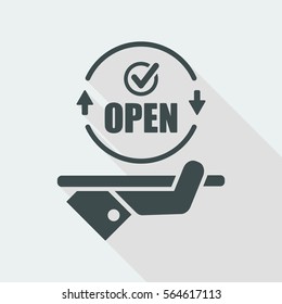 Full time agency services - Check open - Vector web icon