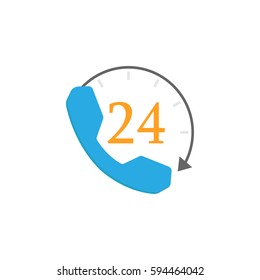 Full time call services flat icon, business, help and support sign, a colorful solid pattern on a white background, eps 10.