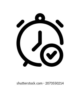 Full time clock icon, simple vector line style, editable stroke