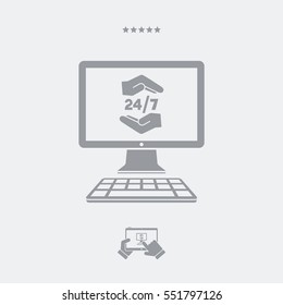 Full time computer protection 24/7 - Vector flat icon