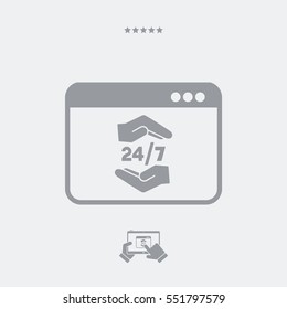 Full time computer protection 24/7 - Vector flat icon