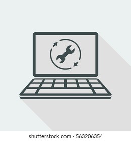 Full time computer repair or customize assistance - Vector flat icon