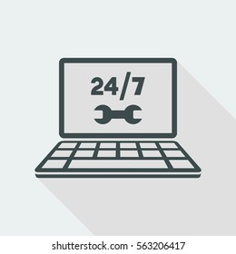 Full time computer repair or customize assistance - Vector flat icon