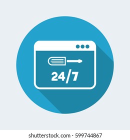 Full time computer repair or customize assistance - Vector flat icon