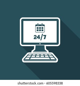 Full time computer services - Vector flat icon