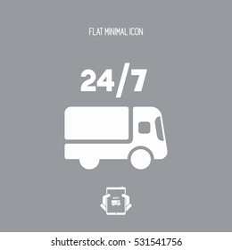 Full time delivery services 24/7 - Vector web icon
