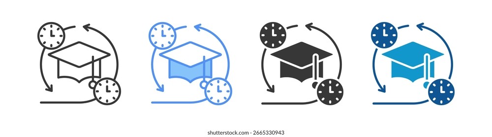 Full Time Icon Set Multiple Style Collection